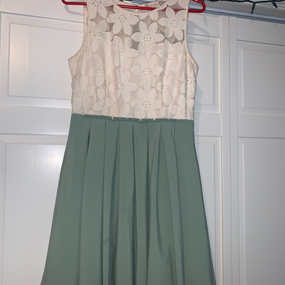 green and white lace altard state dress